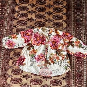 Anthropologie Pilcro Cropped Surf Blouse Small Boho Floral